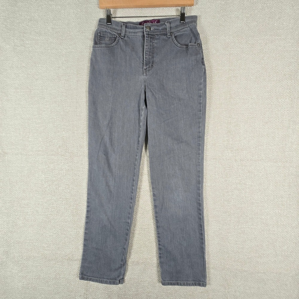 Gloria Vanderbilt Amanda Womens Gray High Rise Straight Leg Jeans Size 6 Average